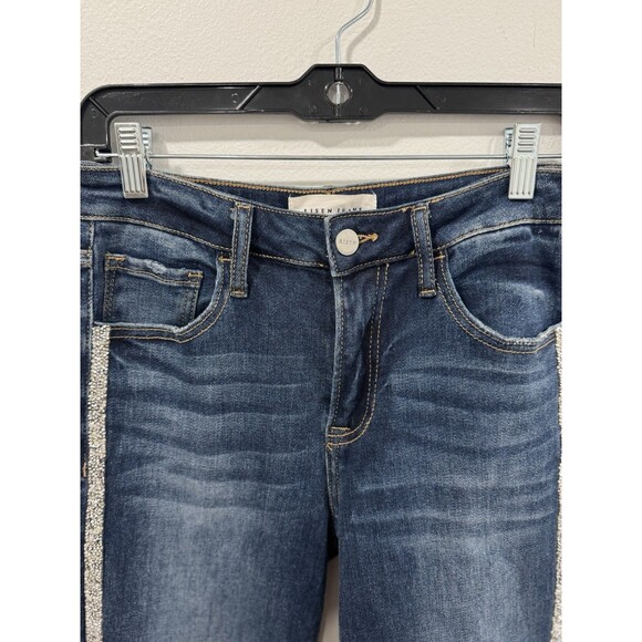 Risen Jeans Women’s With Diamonds Blue Denim Flared Size 27 - Picture 2 of 7
